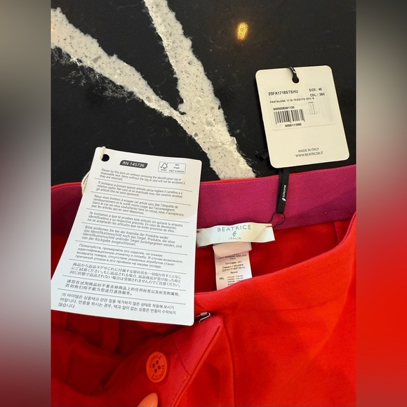 BeatriceB Tessuto Vibrant Red Italian Pants NWT MRSP $328 - Picture 11 of 12